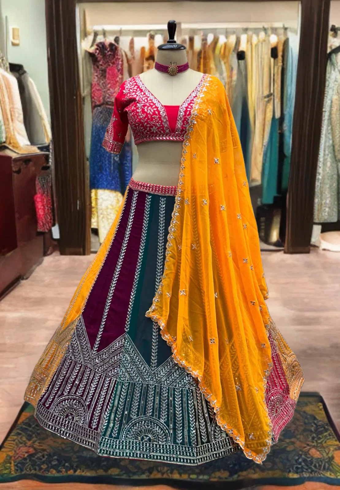 Dvd 5080 Faux Georgette Embroidery Sequence Design Work Lehenga Bulk Orders In India